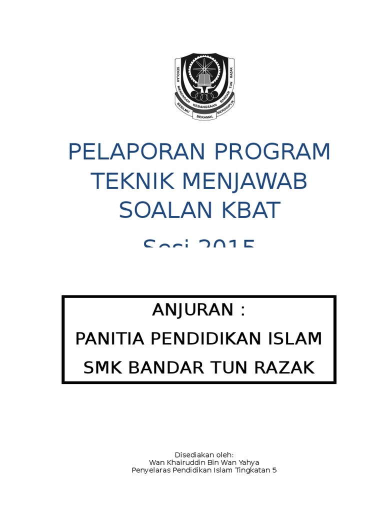 Laporan Program Teknik Menjawab Soalan KBAT PT3 2015