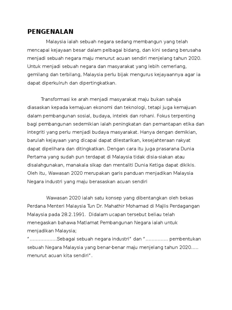 Esei Wawasan 2020 Pdf