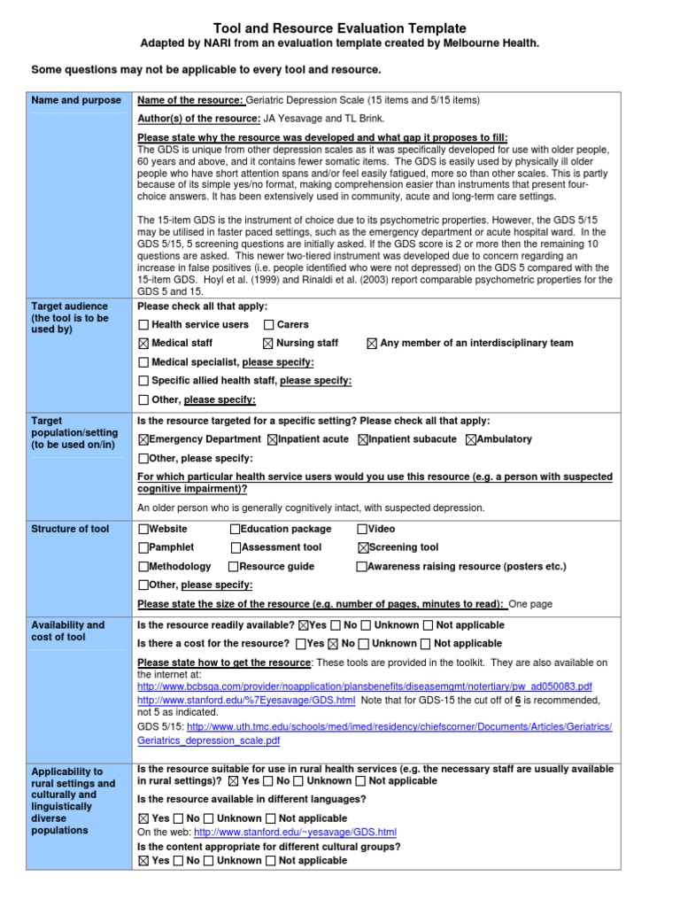 Geriatric Depression Scale 5 and 15-Review-Depression (1) | Sensitivity ...