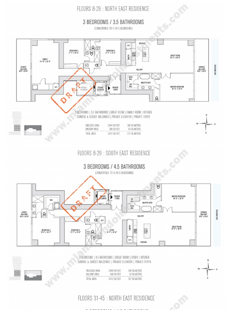 Elysee Floorplans Miami Condos