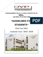 Guidelines For Students: First Year MBA Academic Year: 2015 - 2016
