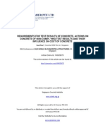  REQUIREMENTS FOR TEST RESULTS OF CONCRETE, ACTIONS ON CONCRETE OF NON·COMPL YING TEST RESULTS AND THEIR  INFLUENCE ON COST OF CONCRETE