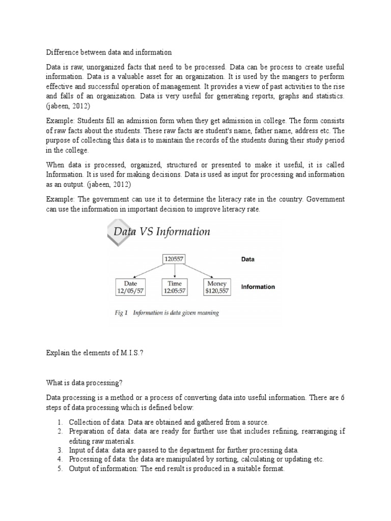 Difference Between Data and Information | Information | Information ...