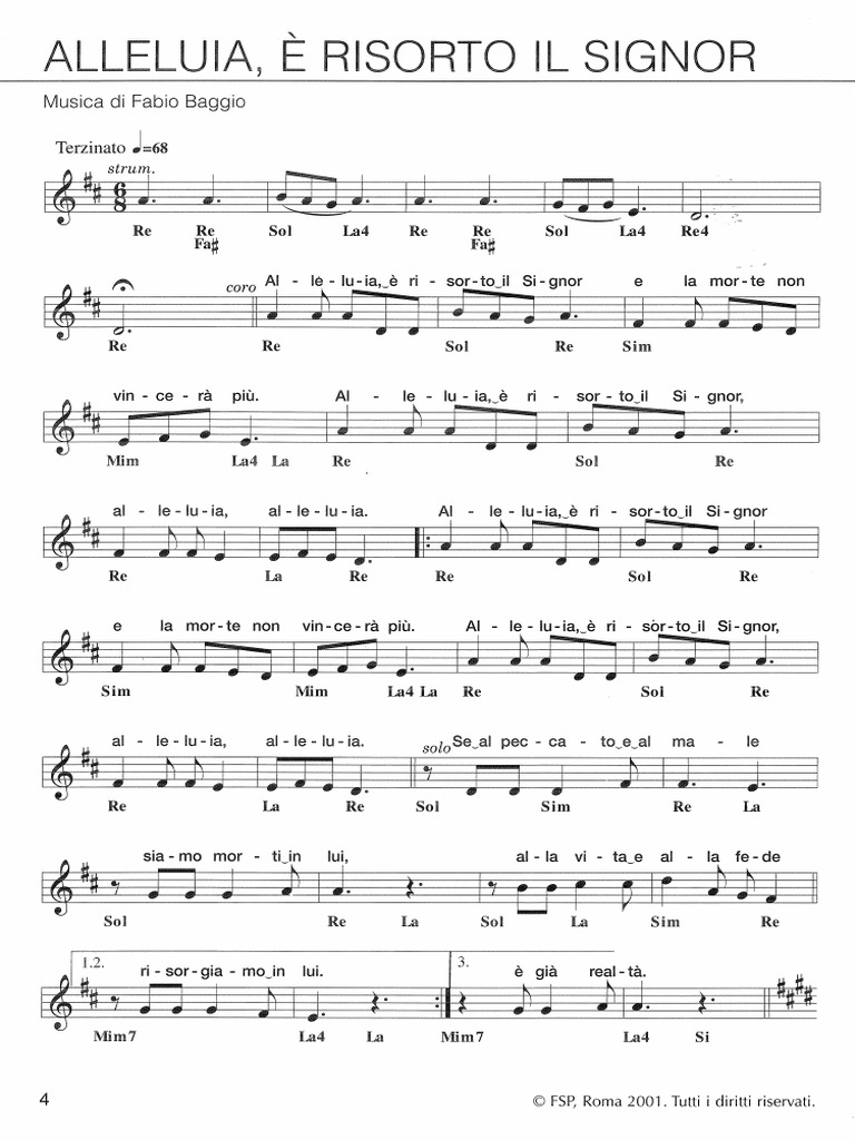 Cristo è Risorto Alleluia Spartito Pdf