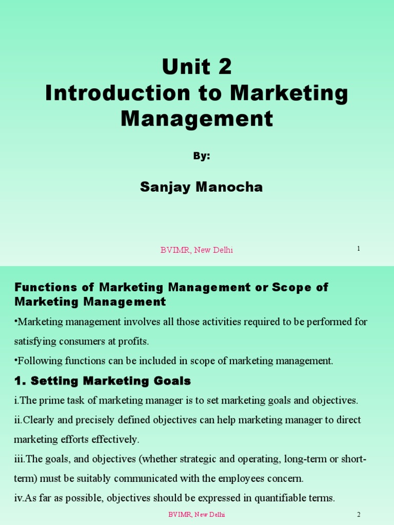 Function of Marketing Management.ppt | Marketing | Sales