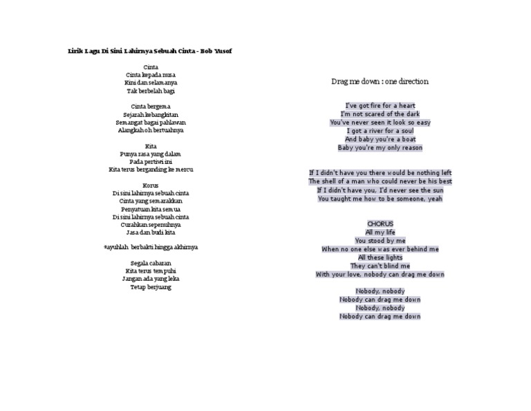 Lirik Lagu Di Sini Lahirnya Sebuah Cinta