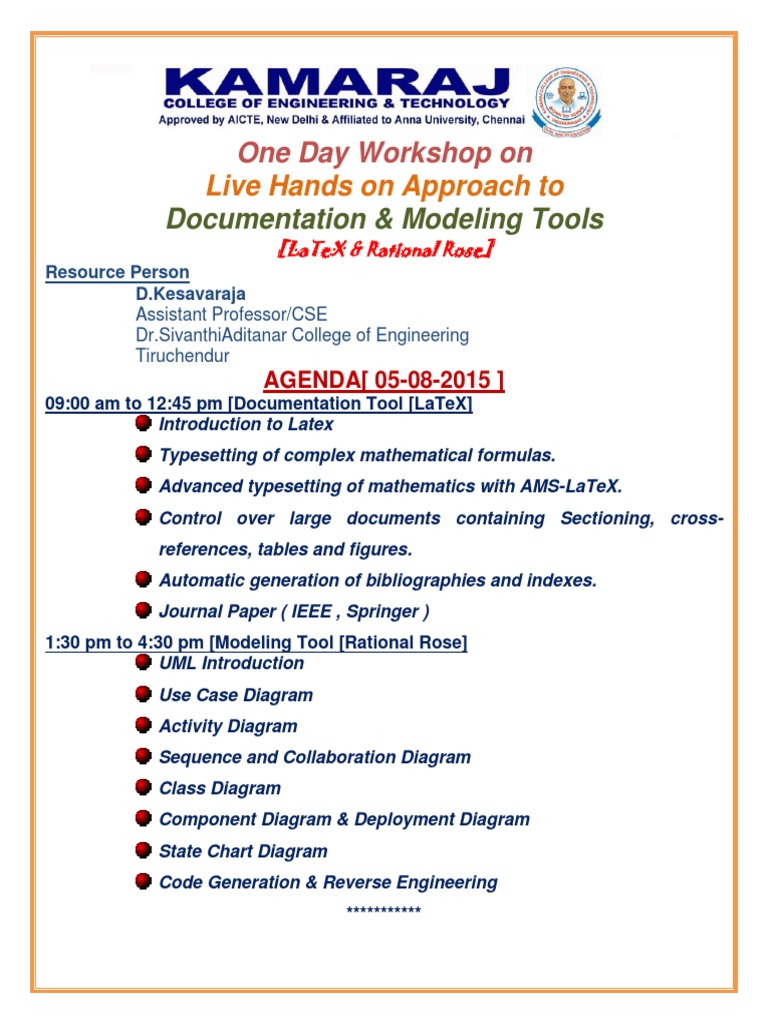 LaTeX & Rational Rose Workshop Agenda | PDF