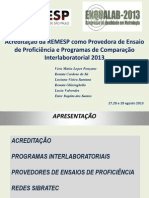 Acreditacao Remesp Como Provedora de Ensaio de Proficiencia