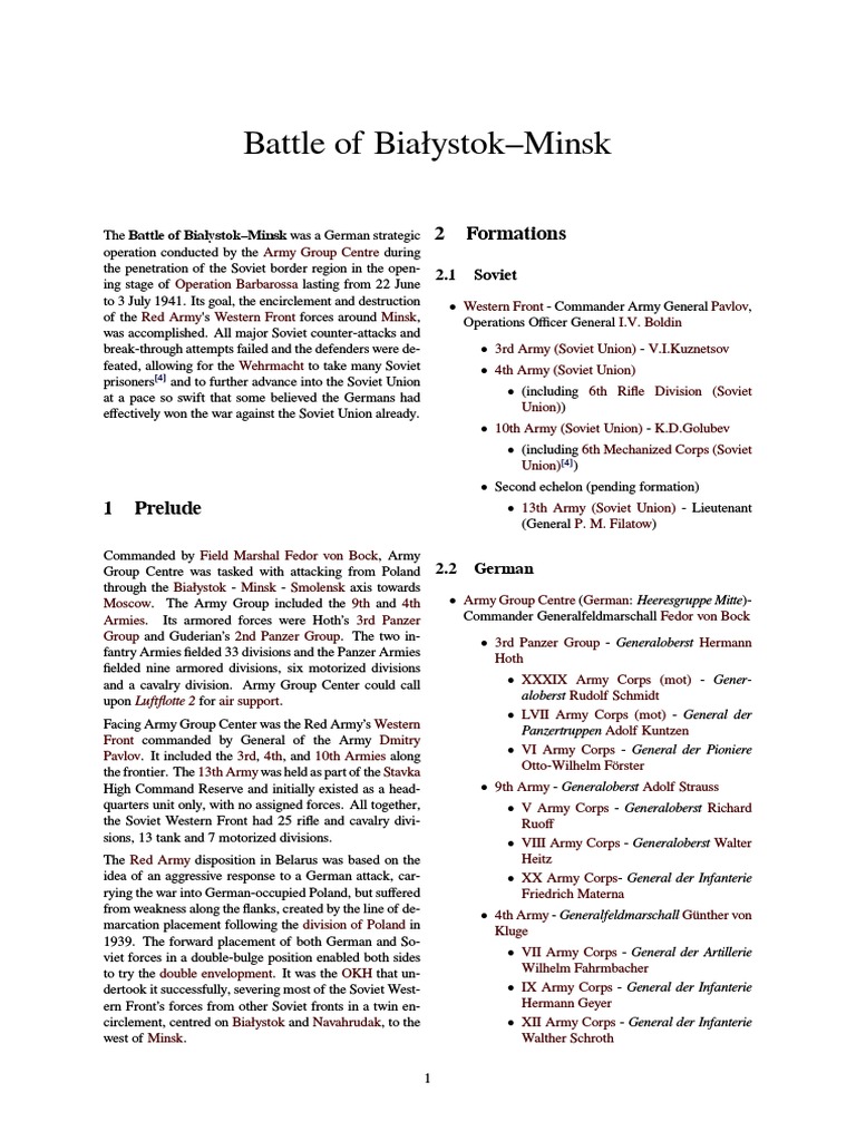 Battle of BiałystokMinsk PDF Military Of Germany Military Units