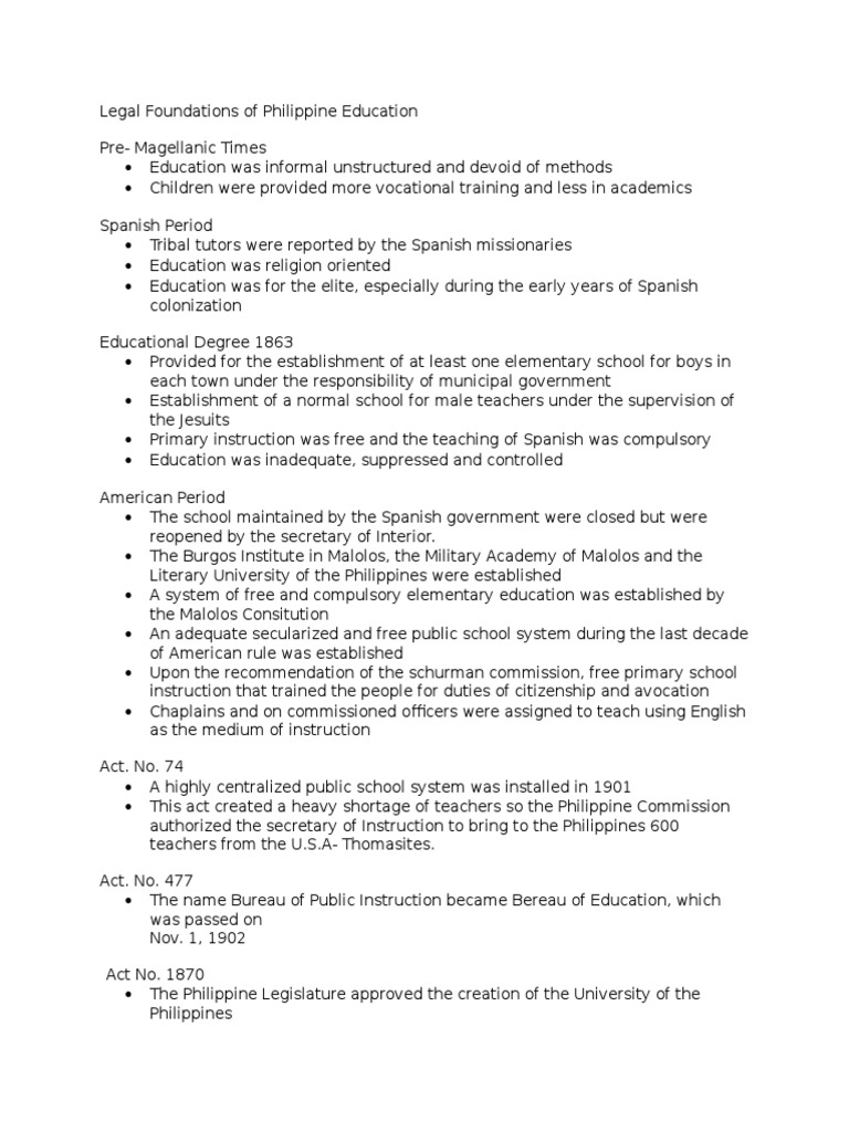 Legal Foundations of Education in the Philippines | PDF | Behavior ...