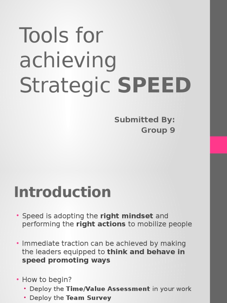 Tools for Enhancing Strategic Speed | PDF | Leadership | Behavioural ...