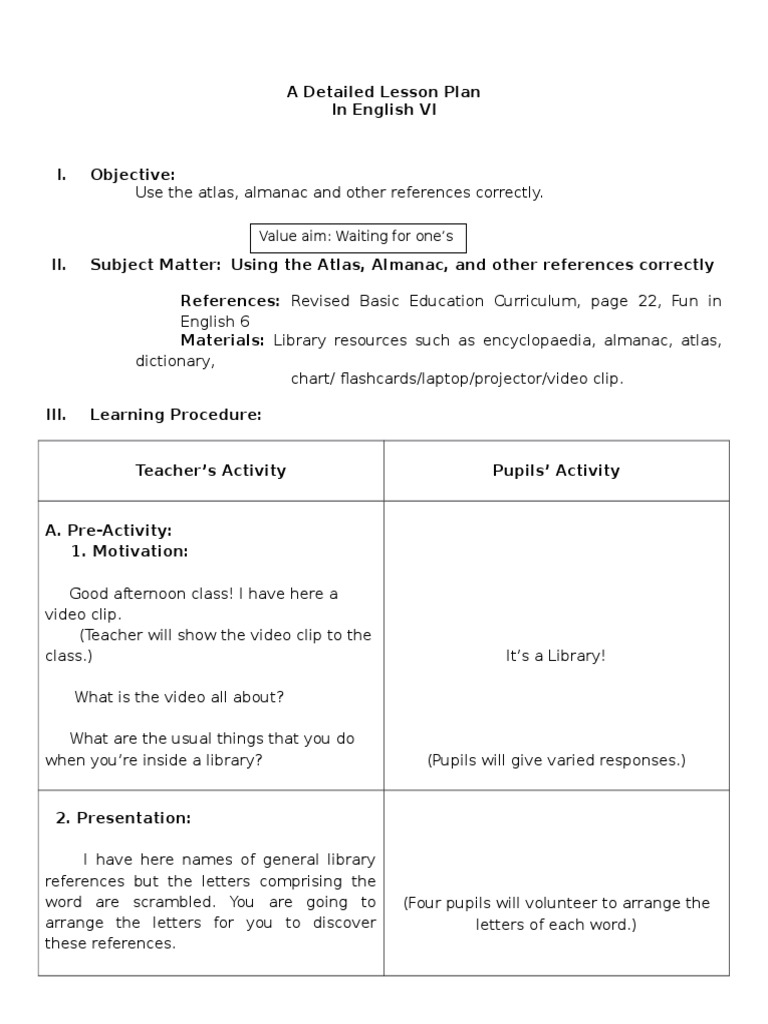 Lesson Plan: Using Reference Materials | PDF | Encyclopedias | Dictionary