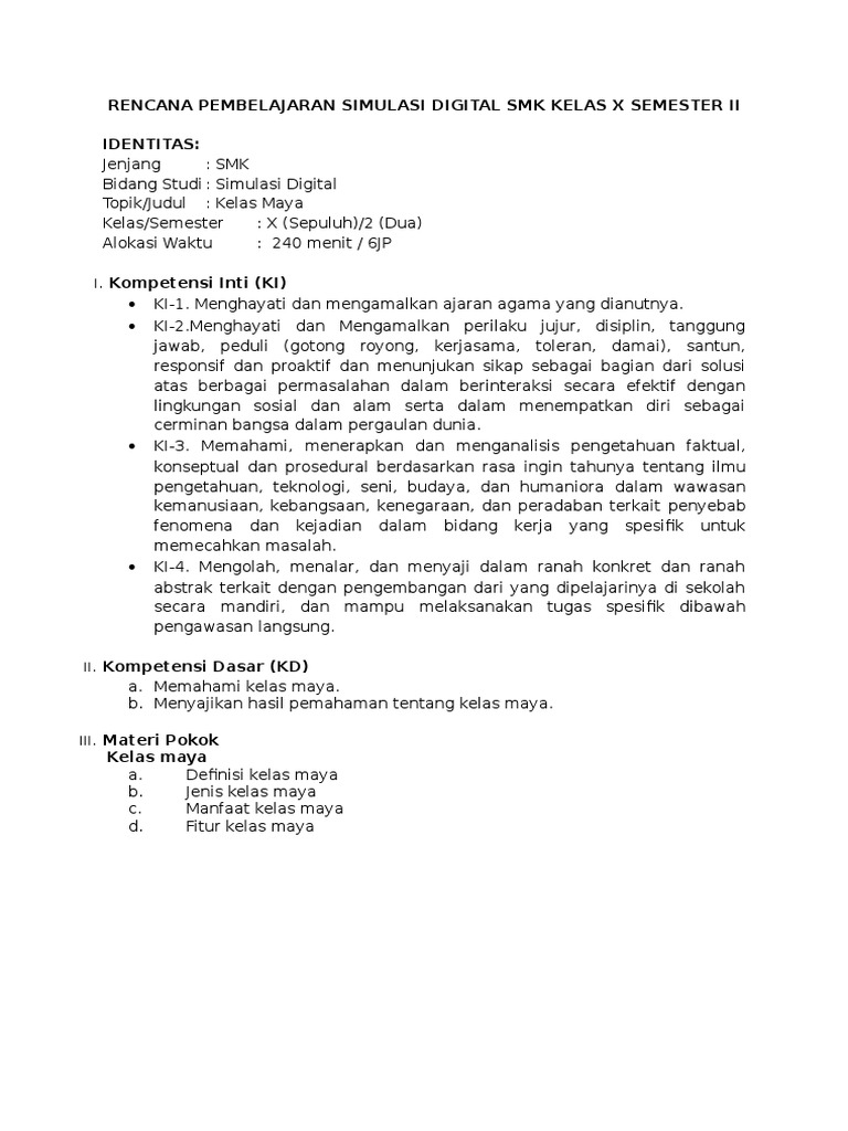 Contoh Soal Pilihan Ganda Tentang Kelas Maya Contoh Soal