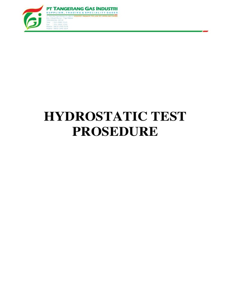 Hydrostatic Testing Procedure Overview | PDF