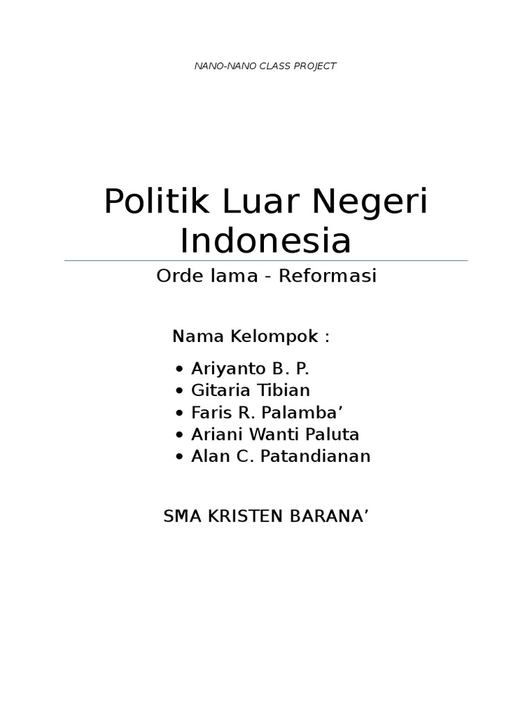 Politik Luar Negeri Indonesia Pdf