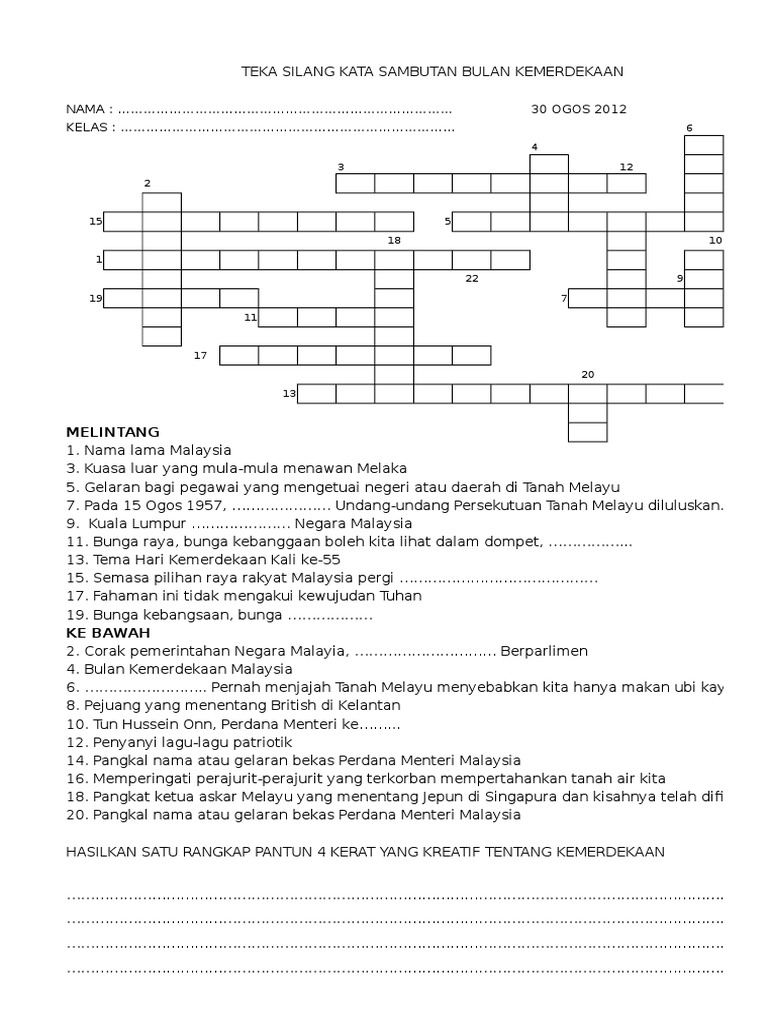 Teka Silangkata Hari Kemerdekaan Pdf
