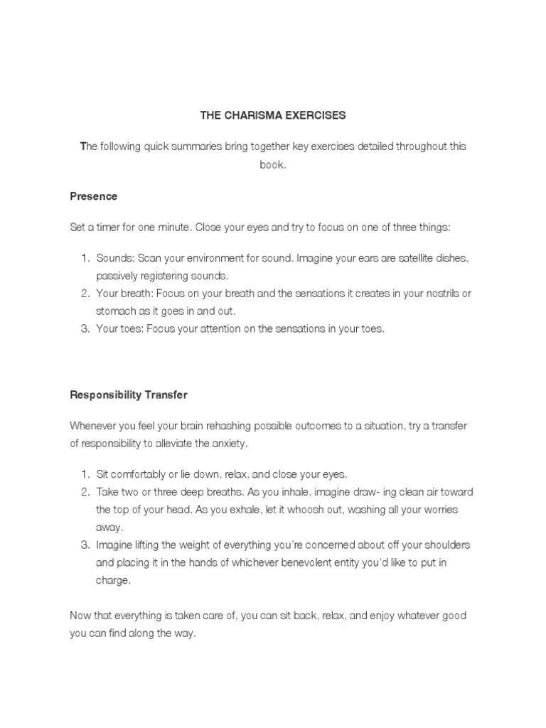 Essential Charisma Development Exercises | PDF | Self-Improvement