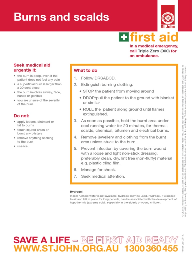 Burns and Scalds: First Aid | PDF