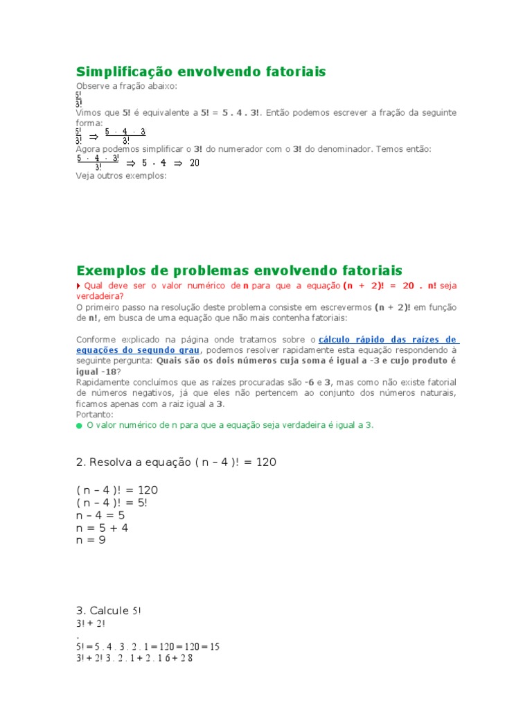 Simplificação Envolvendo Fatoriais