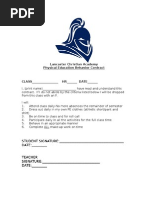 2015-2016 pe behavior contract