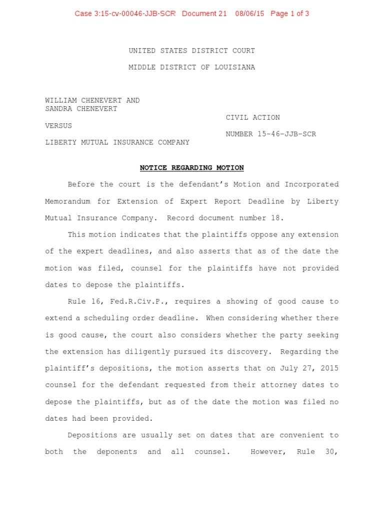 Reasonable Notice for Depositions Deposition (Law) Legal Procedure