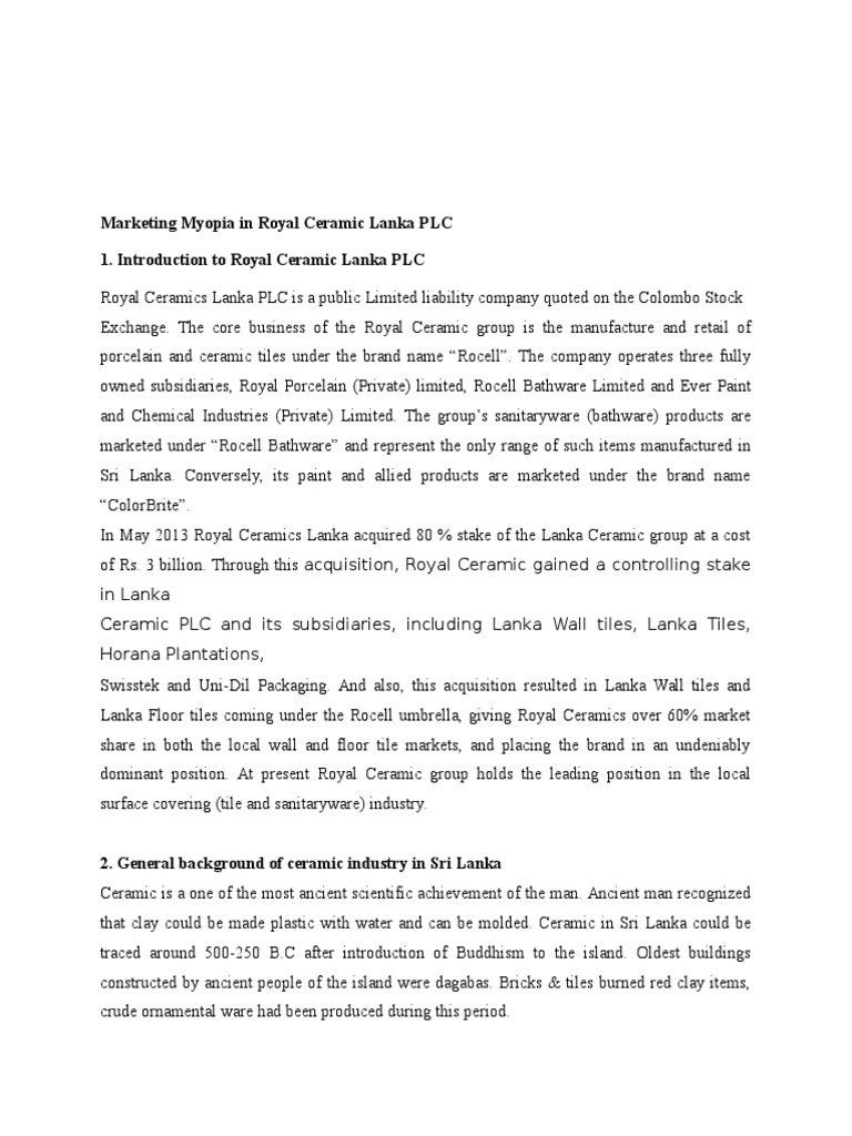 Royal Ceramic PLC | PDF | Foreign Direct Investment | Sri Lanka, image size:768x1024