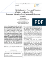 The Effect of Collaborative Peer- and Teacher-Scaffolding on Iranian EFL Learners’ Intentional and Incidental Grammar  Learning