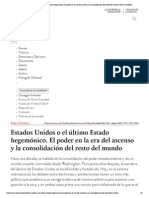 Estados Unidos o El Último Estado Hegemónico