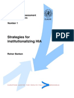 Strategies for Institutionalising HIA - ECHP WHO - 2001