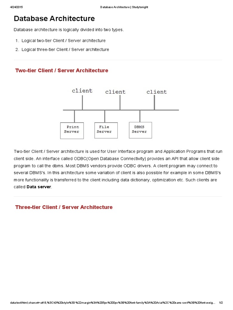 Database Architecture Overview | PDF