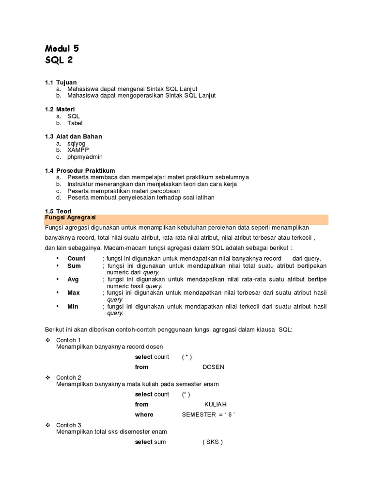 MOdul 5 SQL 2 PDF | PDF