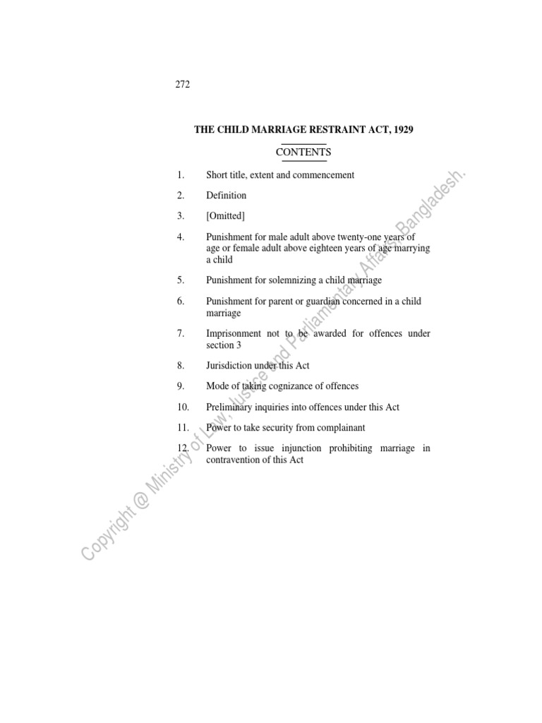Child Marriage Restraint Act PDF Criminal Procedure In South Africa
