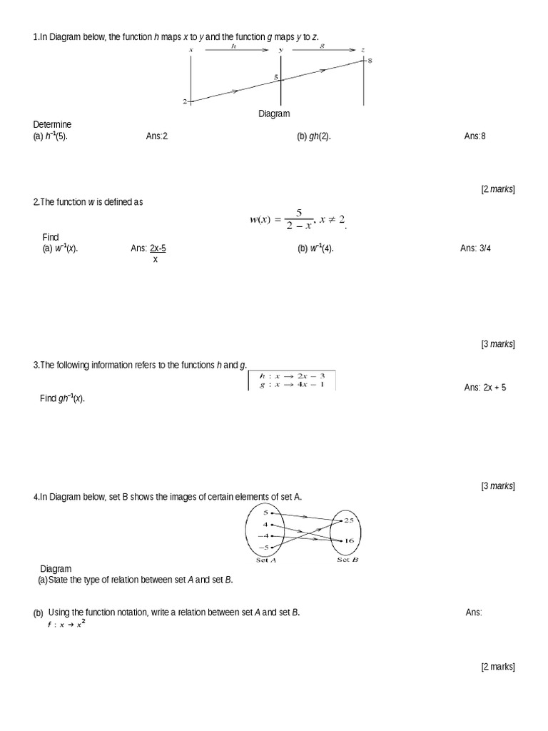 SPM Add Maths Functions Questions | PDF | Function (Mathematics ...