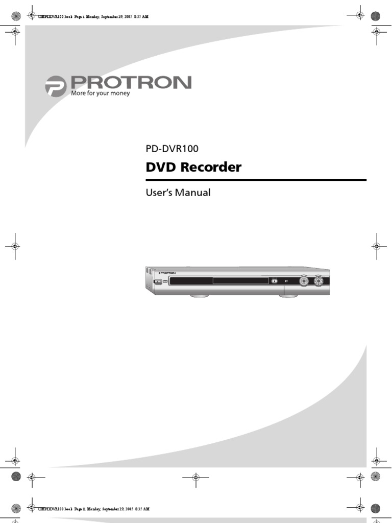 PD DVR100 Manual | PDF | Video | Electromagnetic Interference