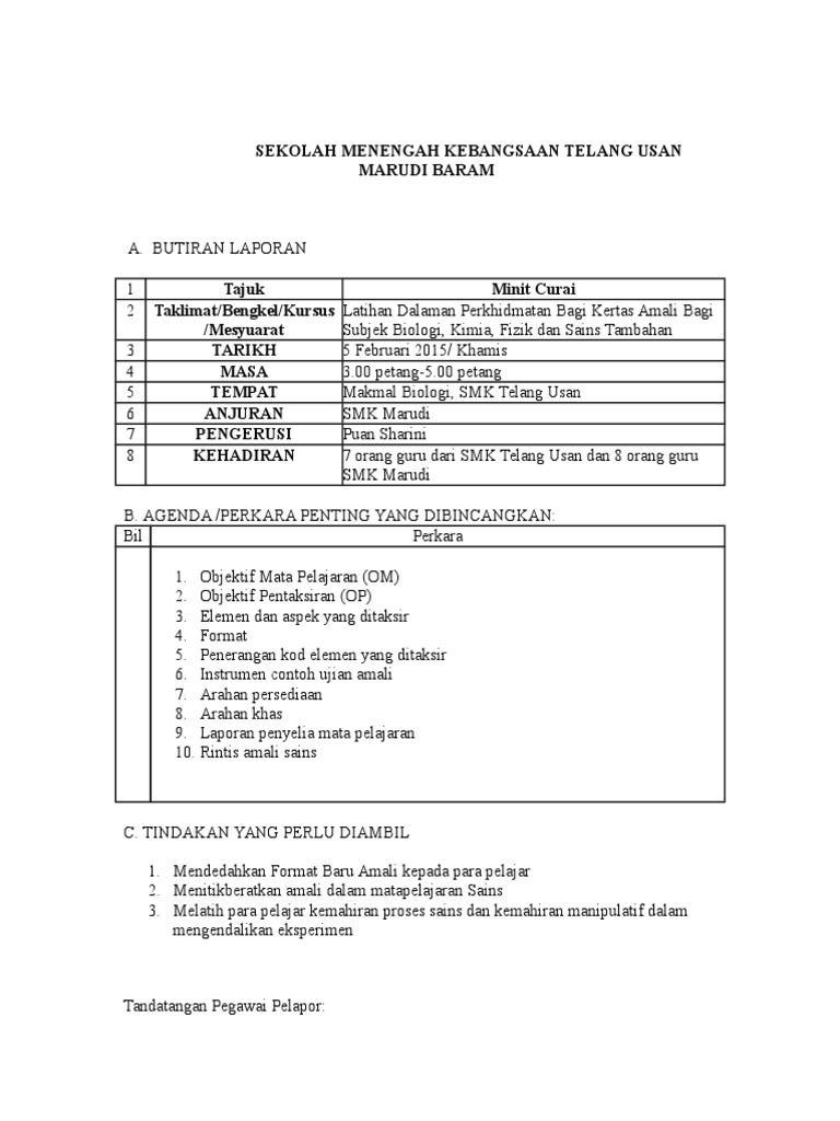 Contoh Format Minit Curai Pdf