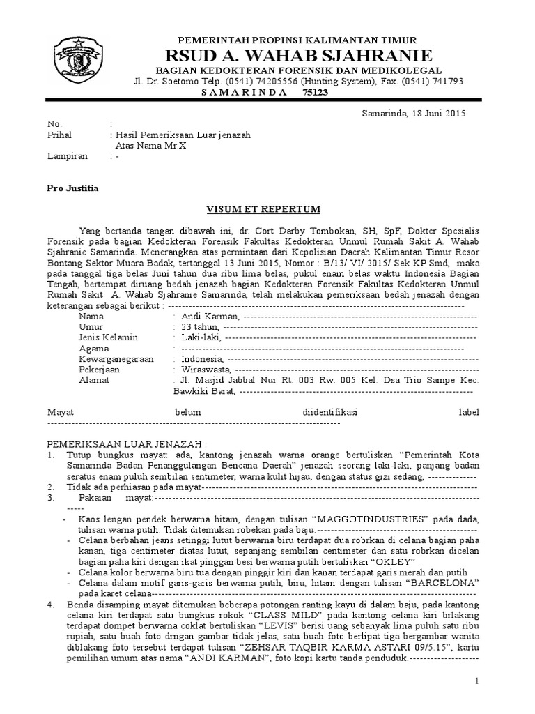 CONTOH VISUM ET REPERTUM JENAZAH PDF