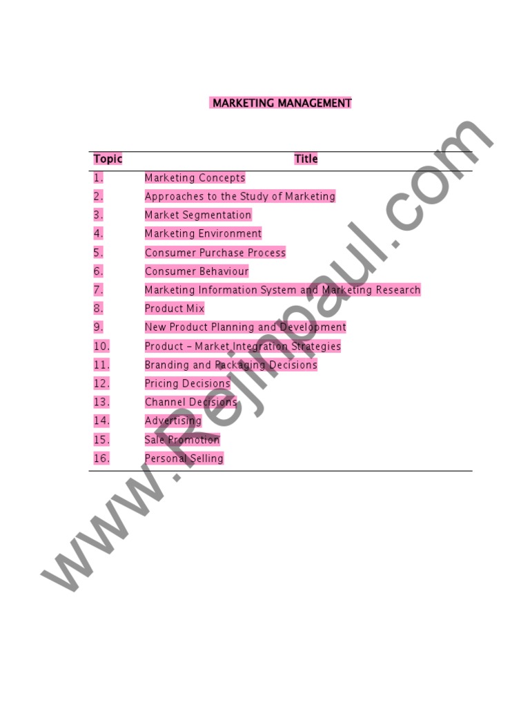 Marketing Management Full Notes Mba Anirudh | PDF | Market Segmentation ...