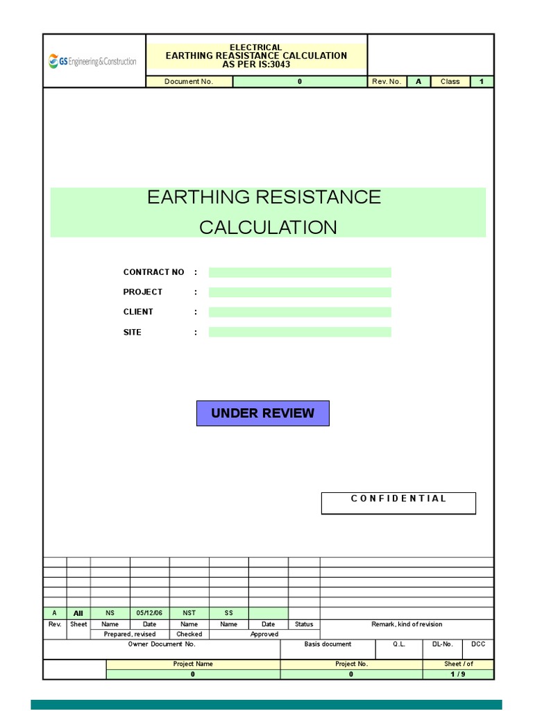 Earthing Resistance Calculation per IS:3043 | PDF | Electrical ...