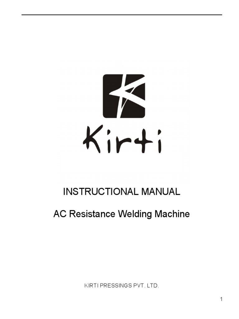 AC Resistance Welding Machine Manual 50kva PDF Welding Construction