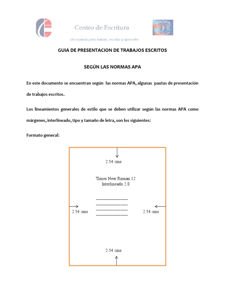 Guia Para La Presentacion de Trabajos Escritos Segun Las
