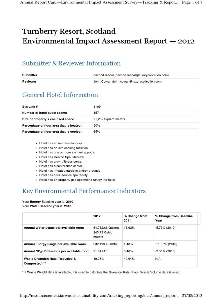 Turnberry Resort Environmental Report 2012 | PDF | Natural Gas ...
