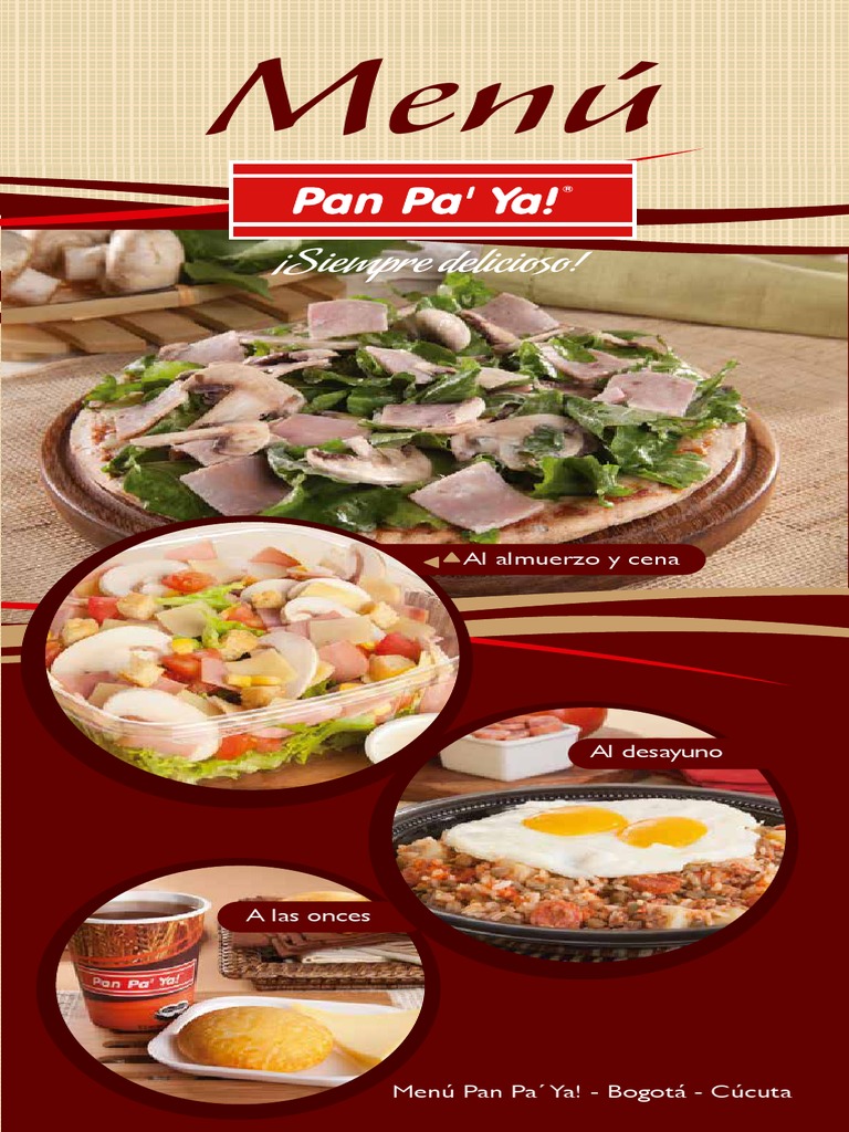 Menú de Pan Pa' Ya! Bogotá | PDF | ensalada | Pizza