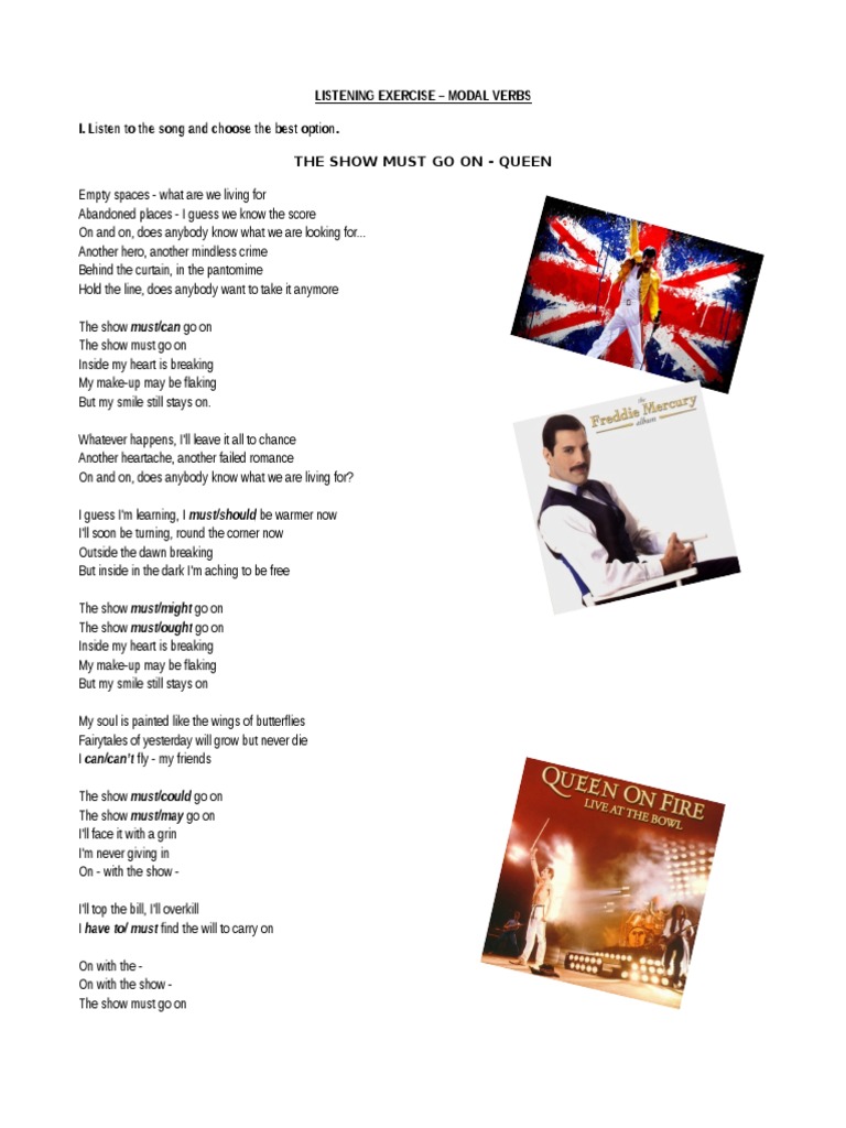 Listening Exercise: Modal Verbs in Song | PDF | Linguistics | Syntax