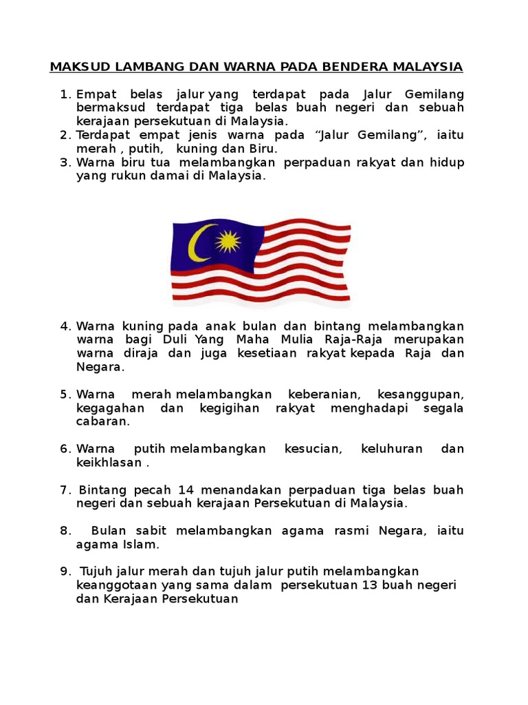 Maksud Lambang Dan Warna Pada Bendera Malaysia Pdf