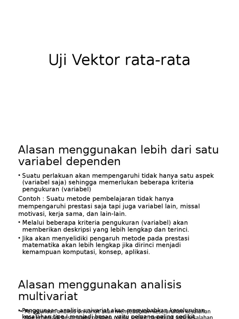 Uji Vektor Rata-Rata | PDF | Metode & Bahan Ajar | Sains & Matematika