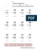 Addition Worksheet 8 Yr 1