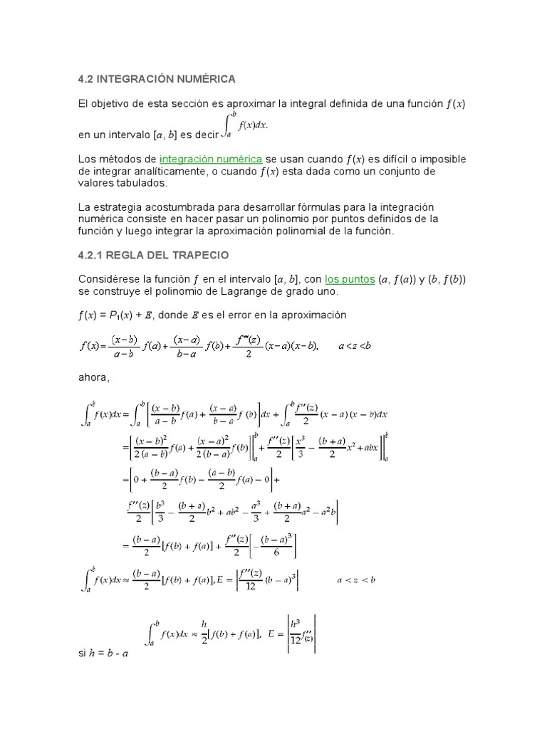 Regla Del Trapecio y de Los Simpson Integral Objetos matemáticos
