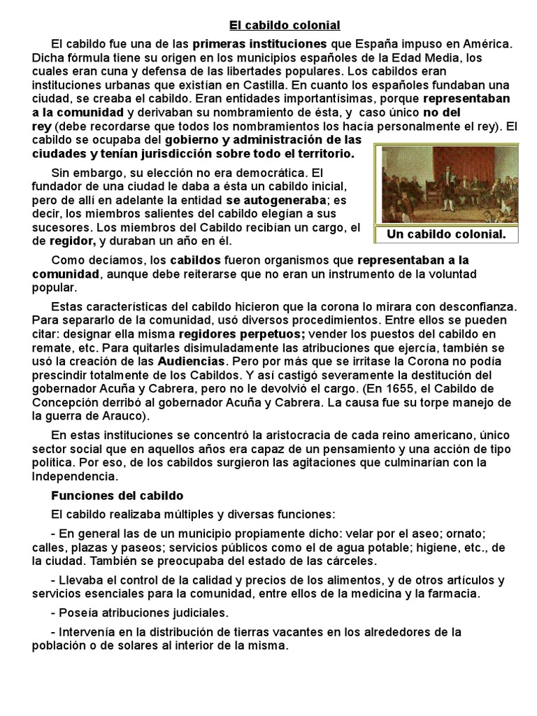 El Cabildo Colonial Pdf Gobierno Política General