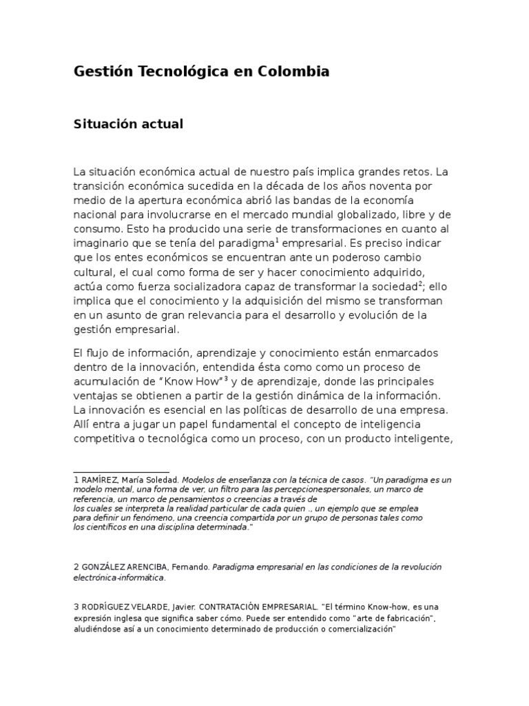 Gestión Tecnológica en Colombia: Retos y Oportunidades | PDF ...