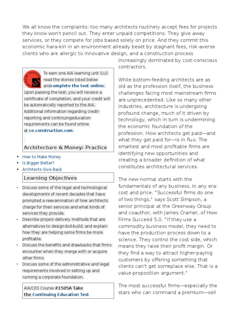 Navigating Architectural Fee Structures | PDF | Architect | Business